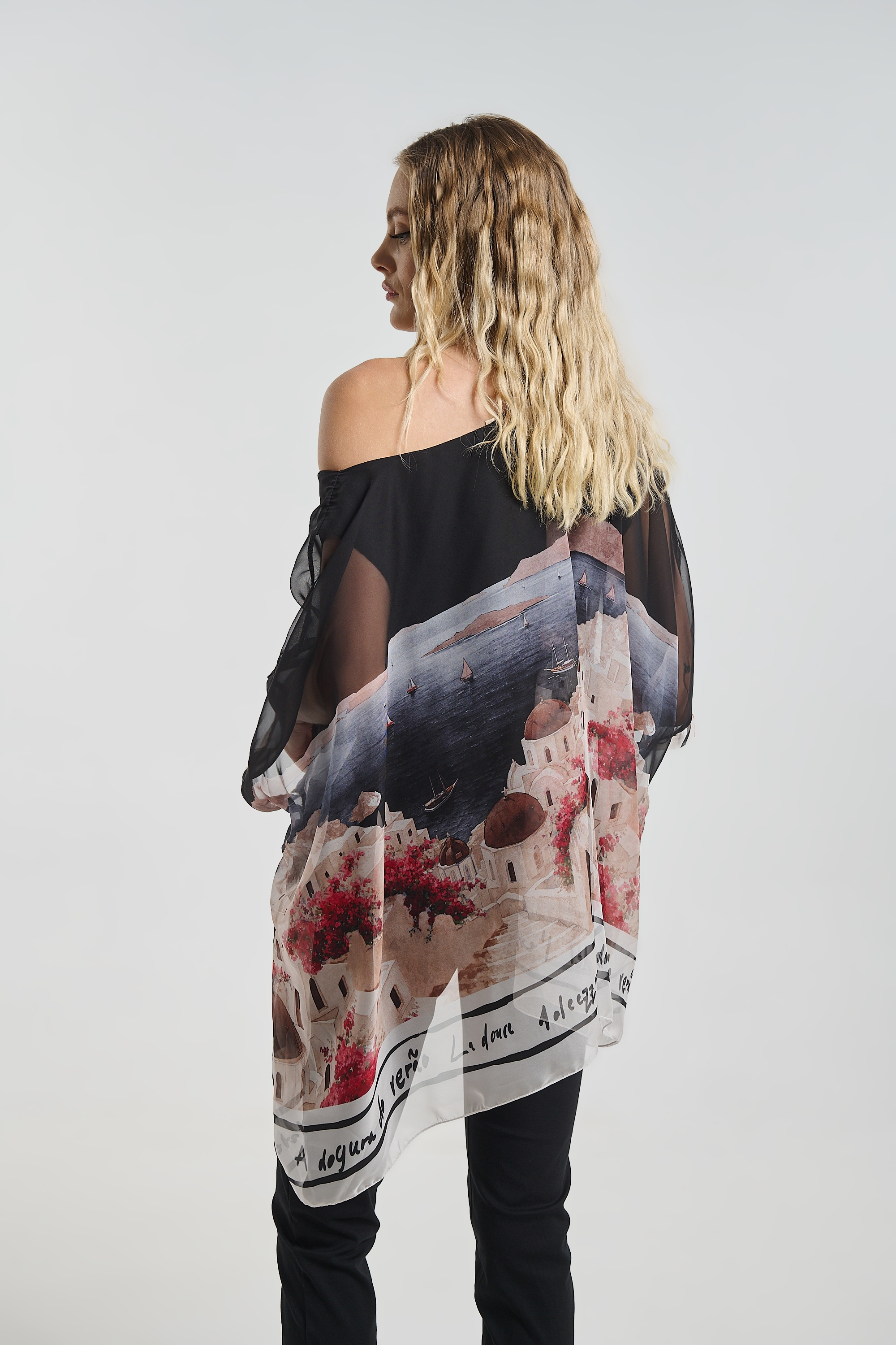 ΜπλούζαΑσύμμετρη Oversized  Νυχτερίδα Με Print 
