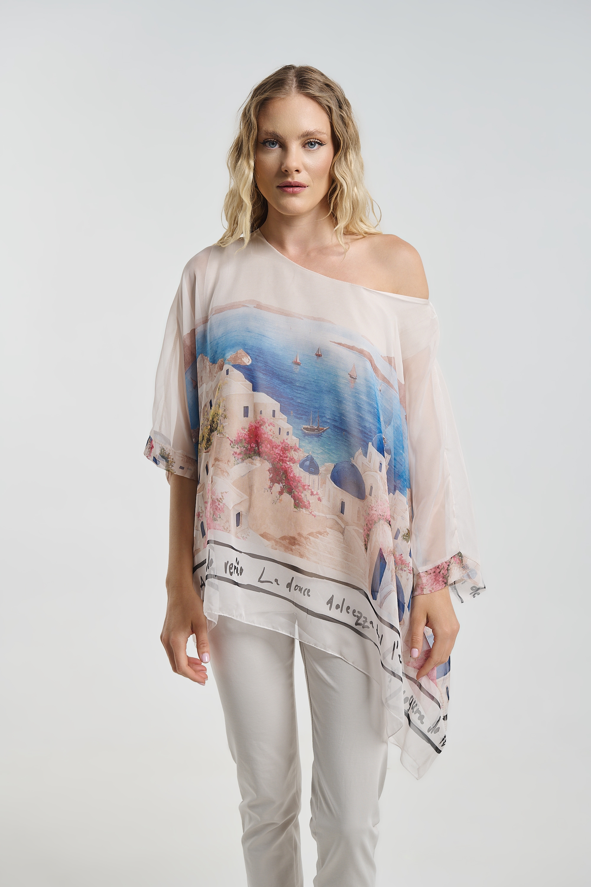 ΜπλούζαΑσύμμετρη Oversized  Νυχτερίδα Με Print 