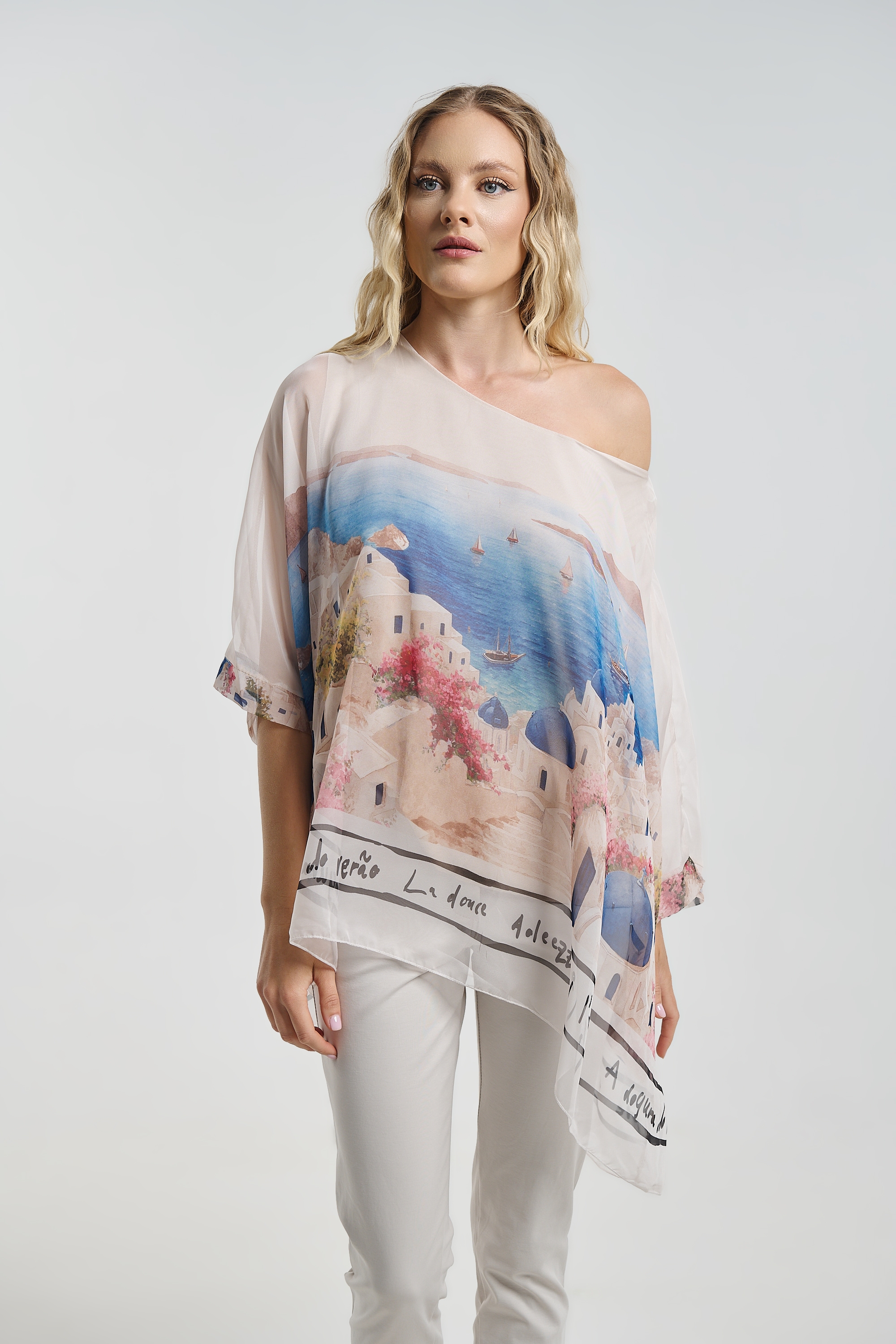 ΜπλούζαΑσύμμετρη Oversized  Νυχτερίδα Με Print 