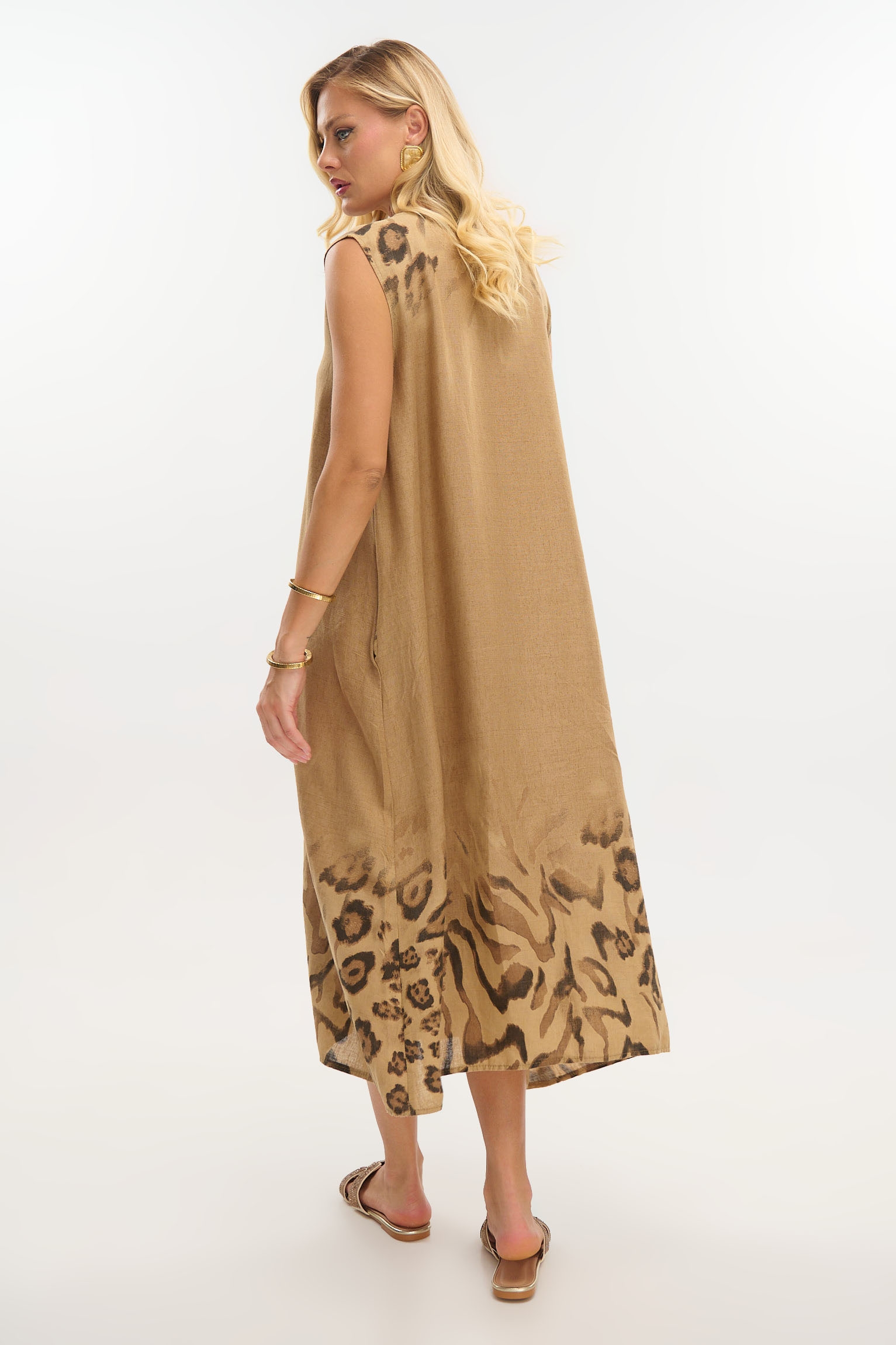 Φόρεμα Maxi Με Animal Print Λεπτομέρειες