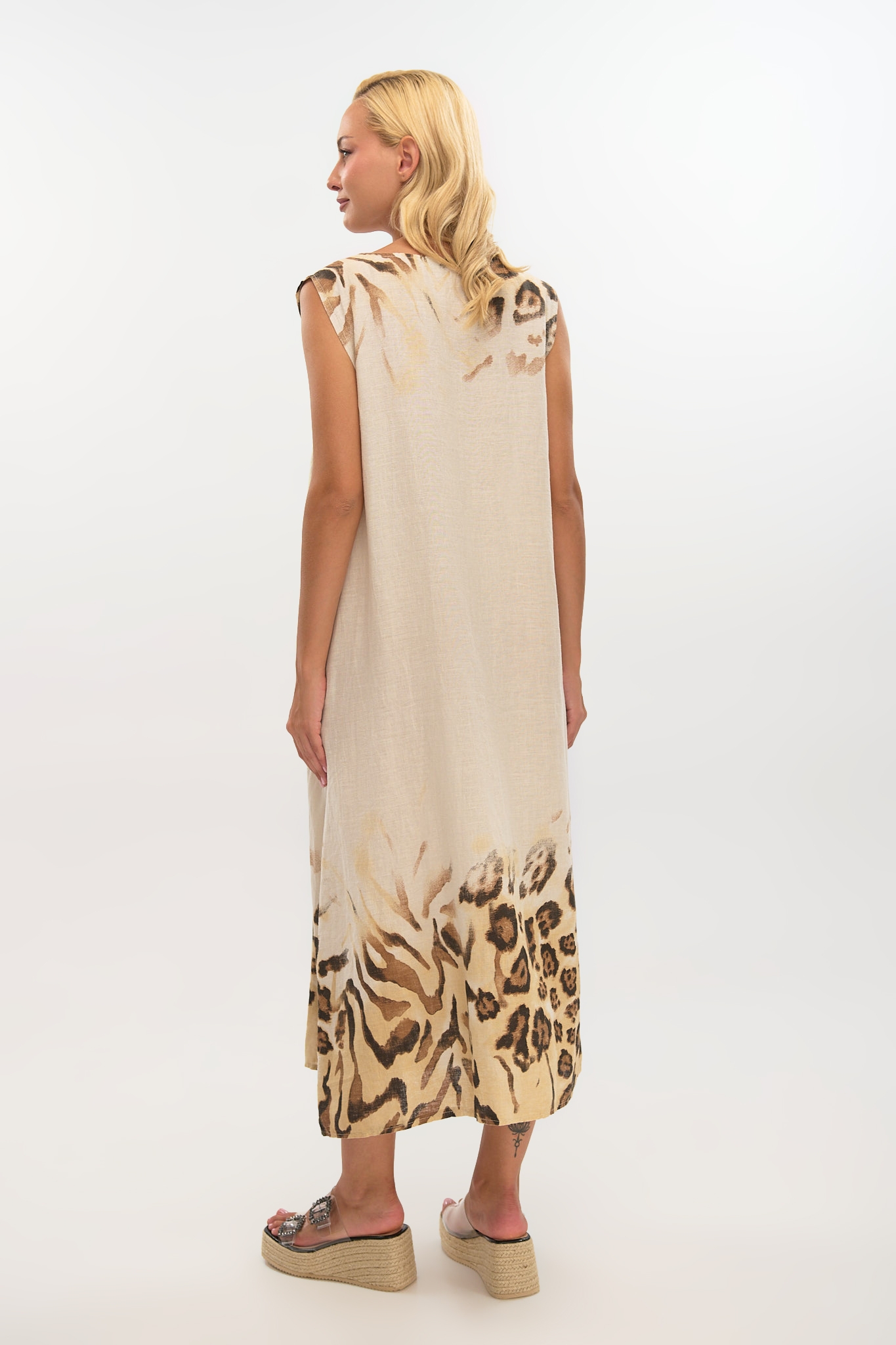 Φόρεμα Maxi Με Animal Print Λεπτομέρειες