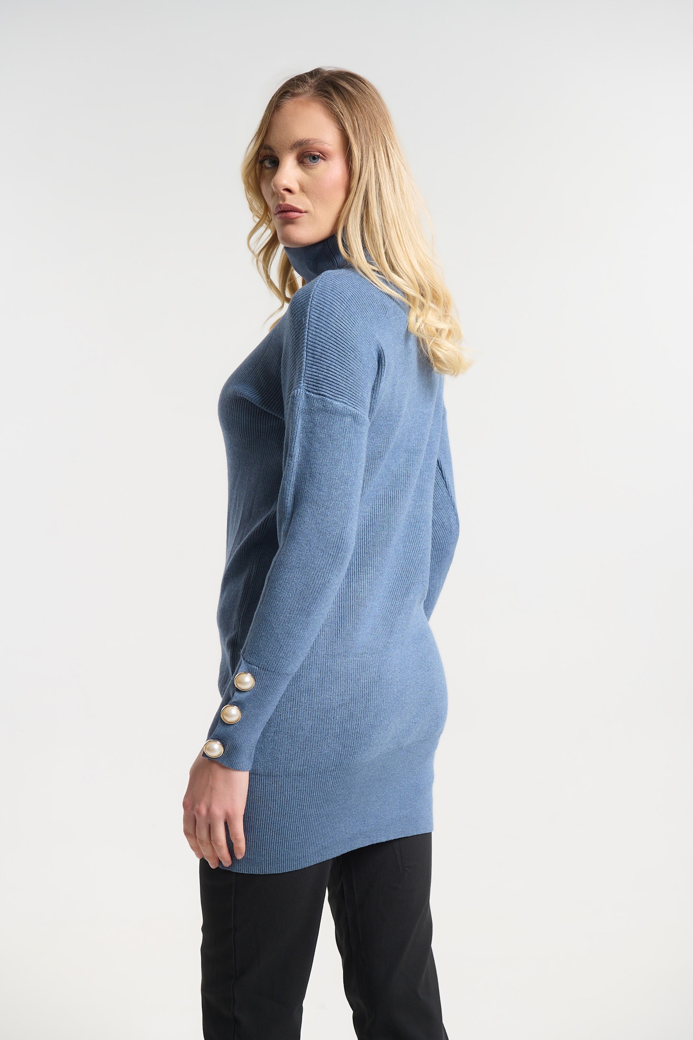 Μπλουζοφόρεμα Πλεκτό Με Διακοσμητικά Κουμπιά