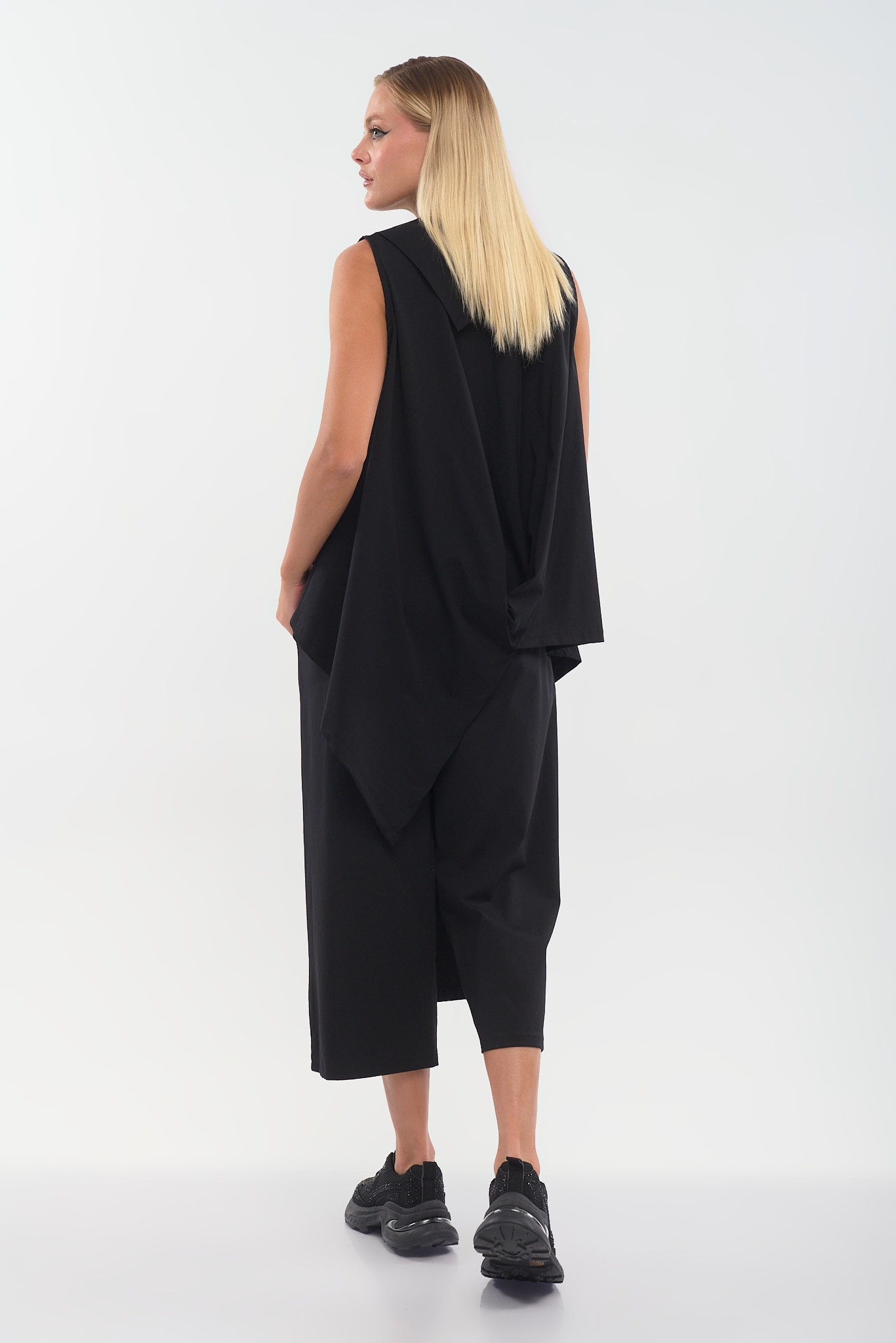 Wrap Culotte Pants with Elastic Waist & Side Tie 