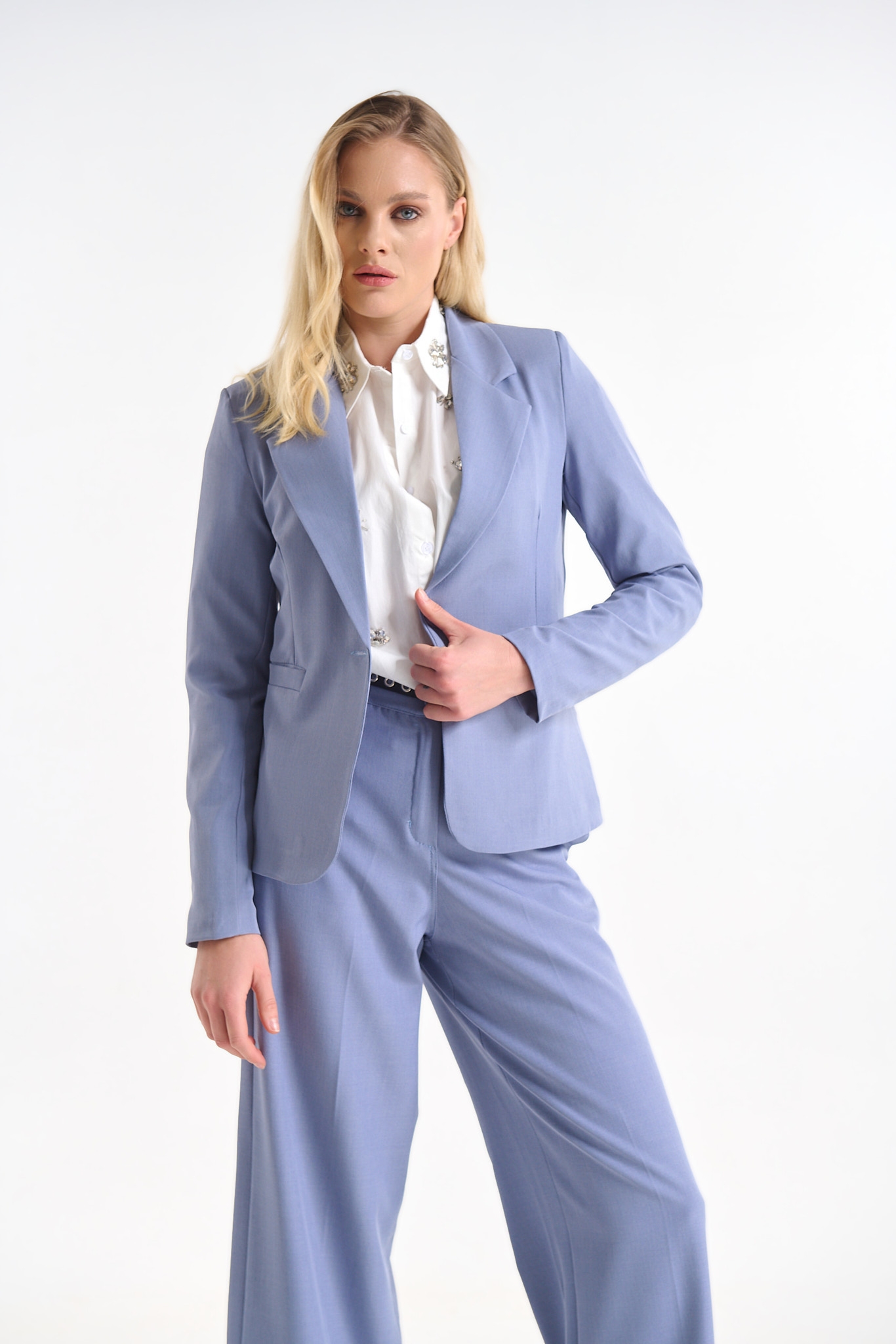 Classic Short Blazer with Button Closure