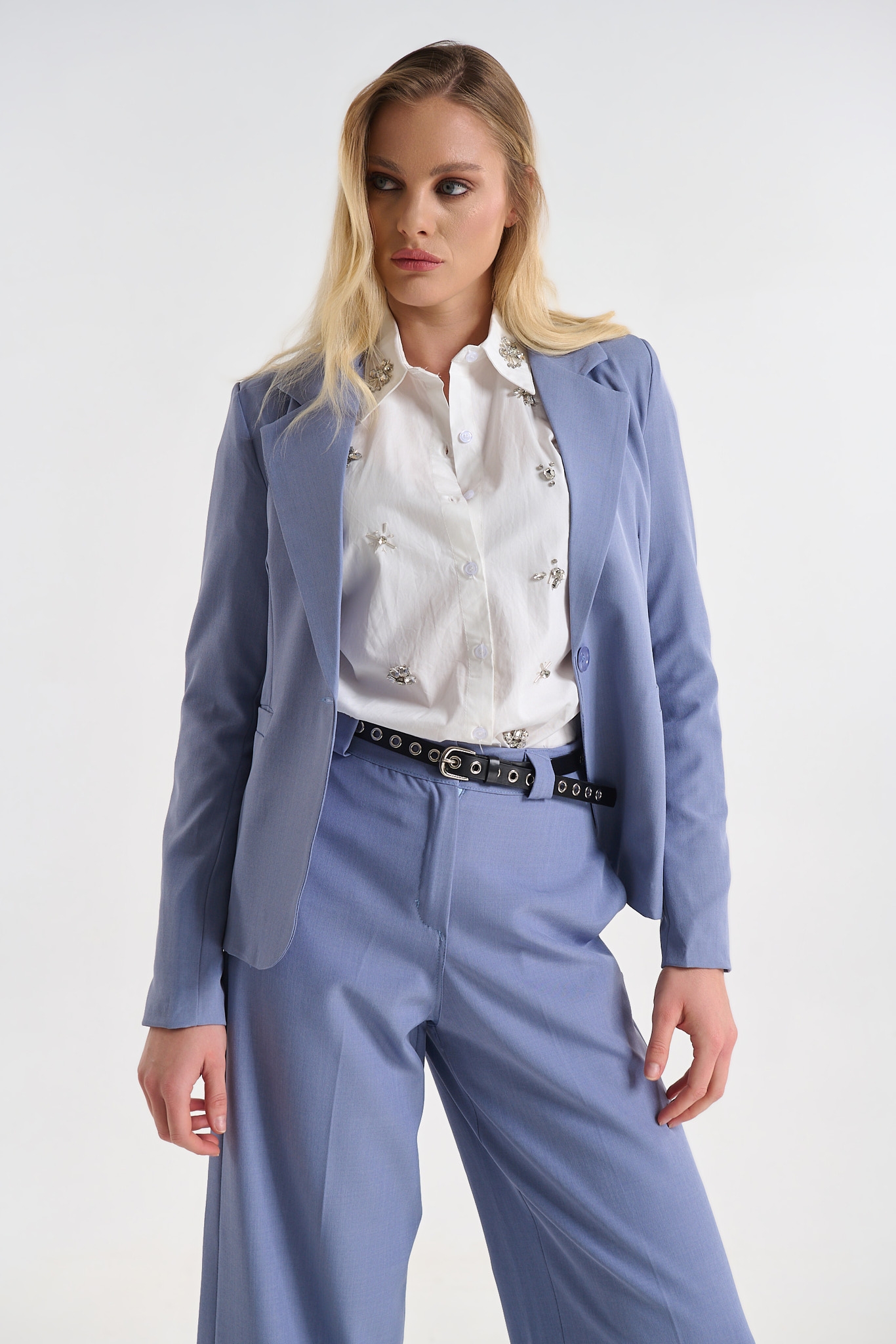 Classic Short Blazer with Button Closure