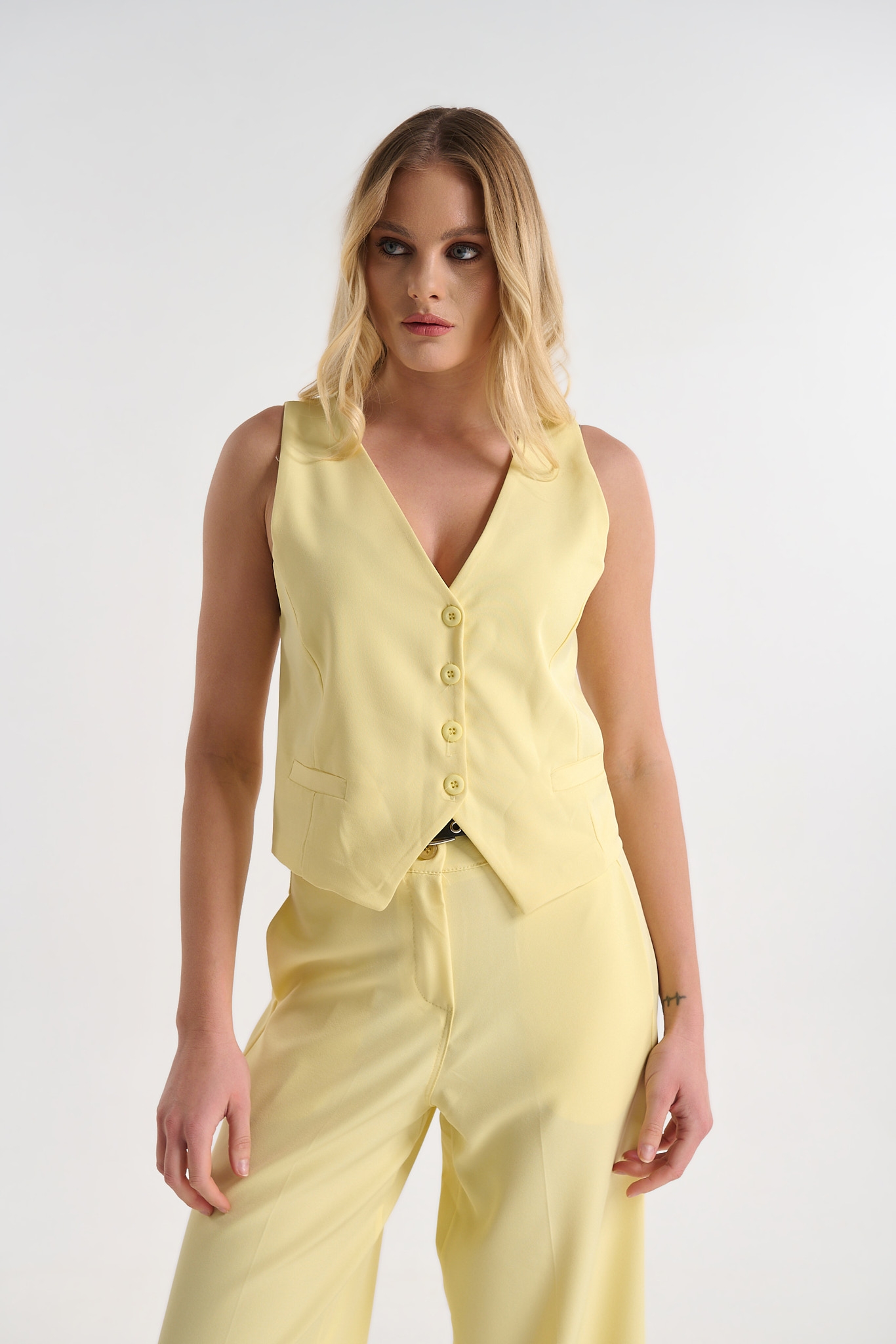 Tailored Suit Vest with Button Closure