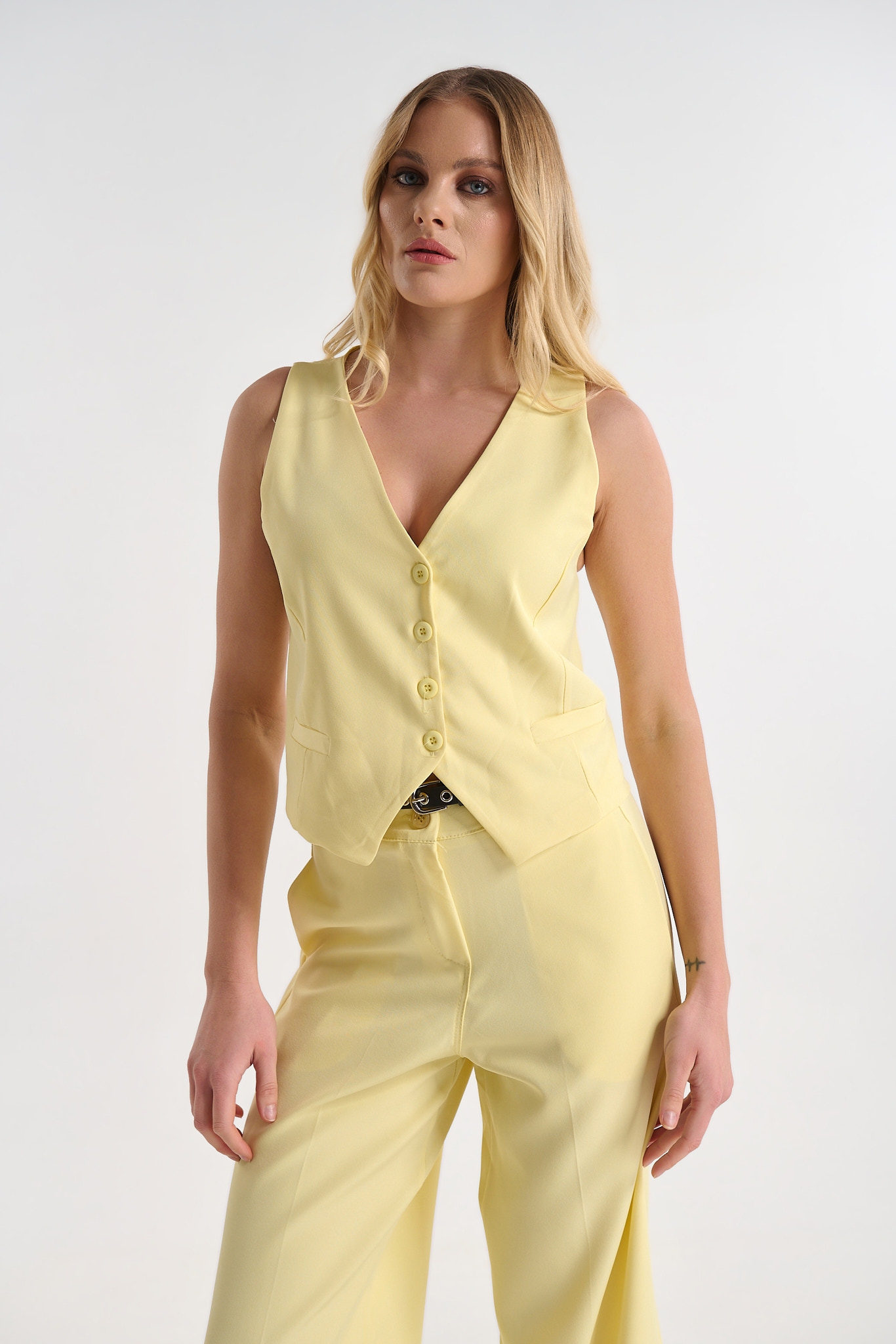 Tailored Suit Vest with Button Closure