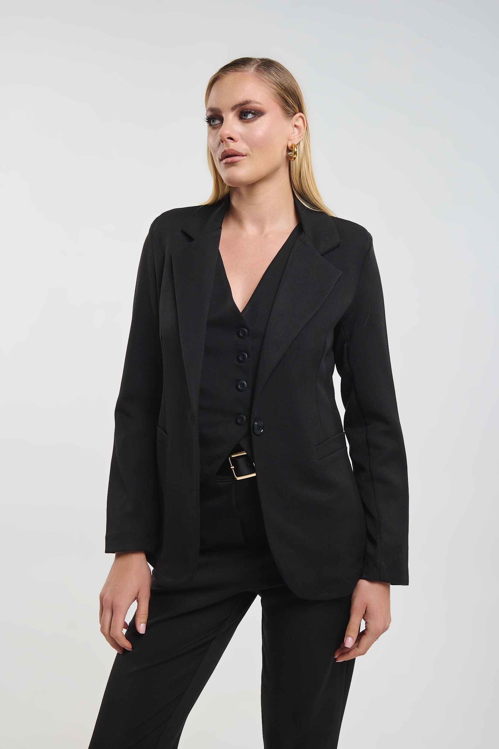 Lined Blazer with Shoulder Pads