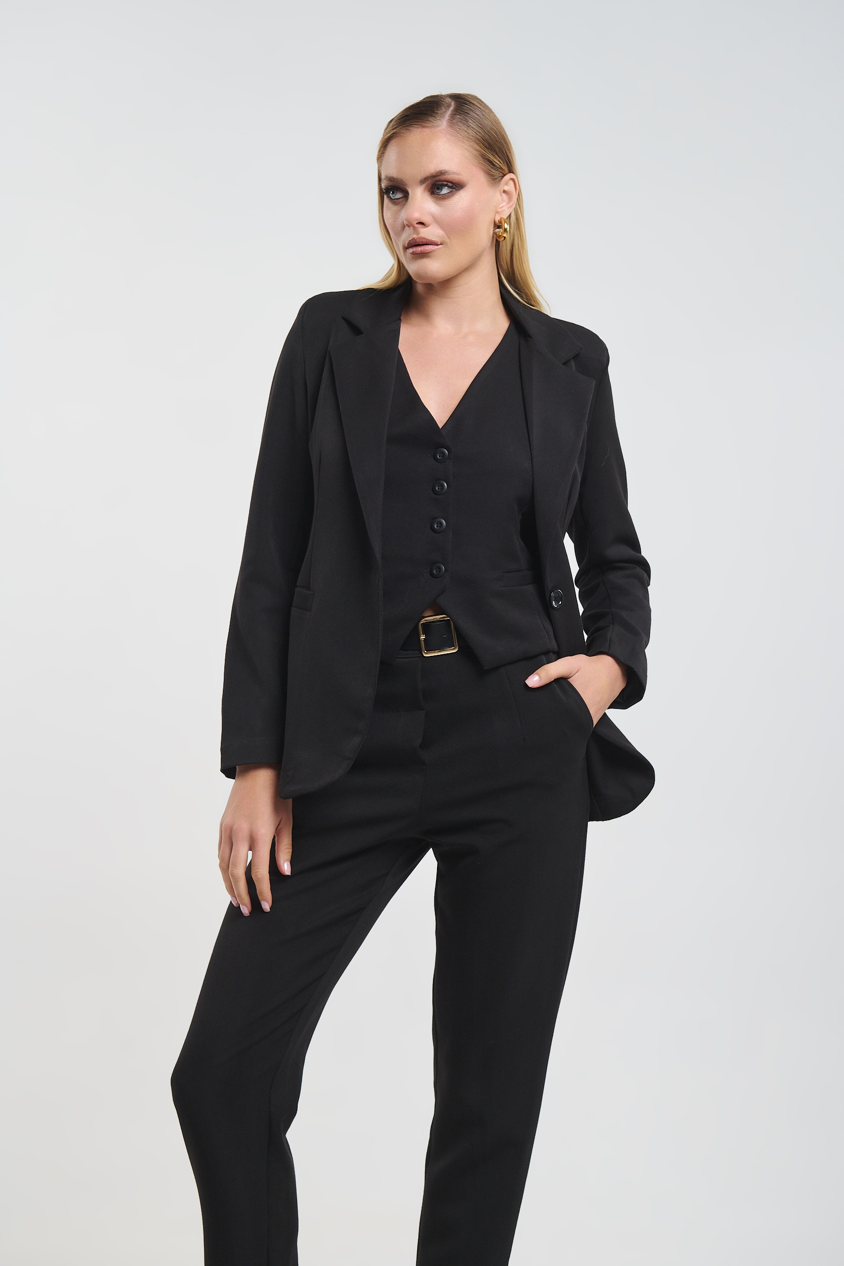 Lined Blazer with Shoulder Pads