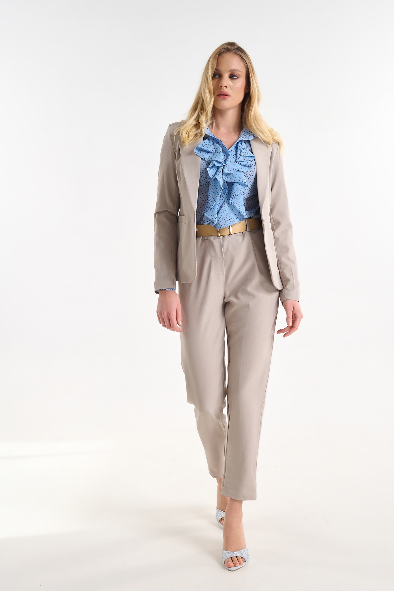 Women’s Tailored Trousers with Belt & Slim Fit