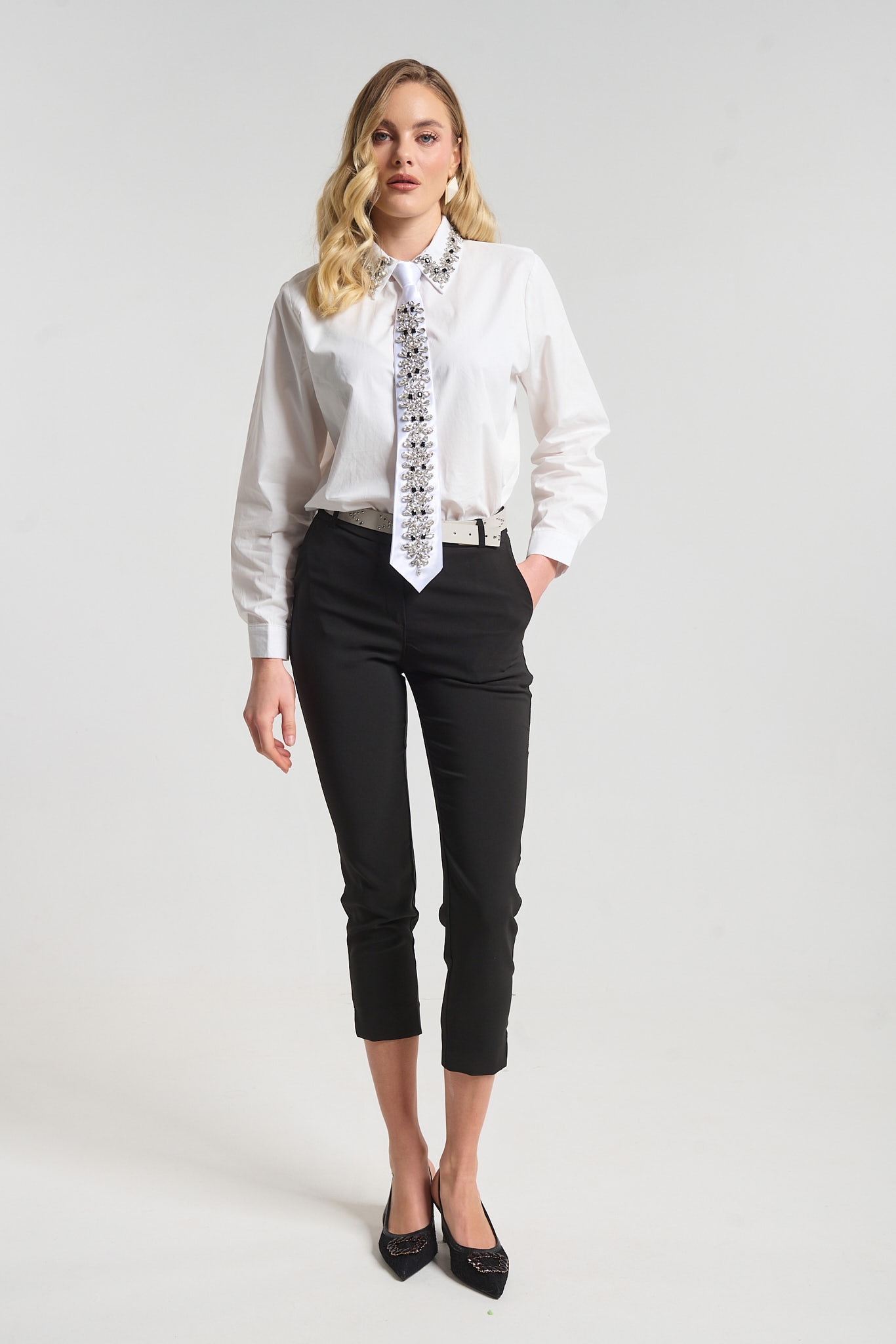 Παντελόνι Tailored Slim Fit Με Ζώνη