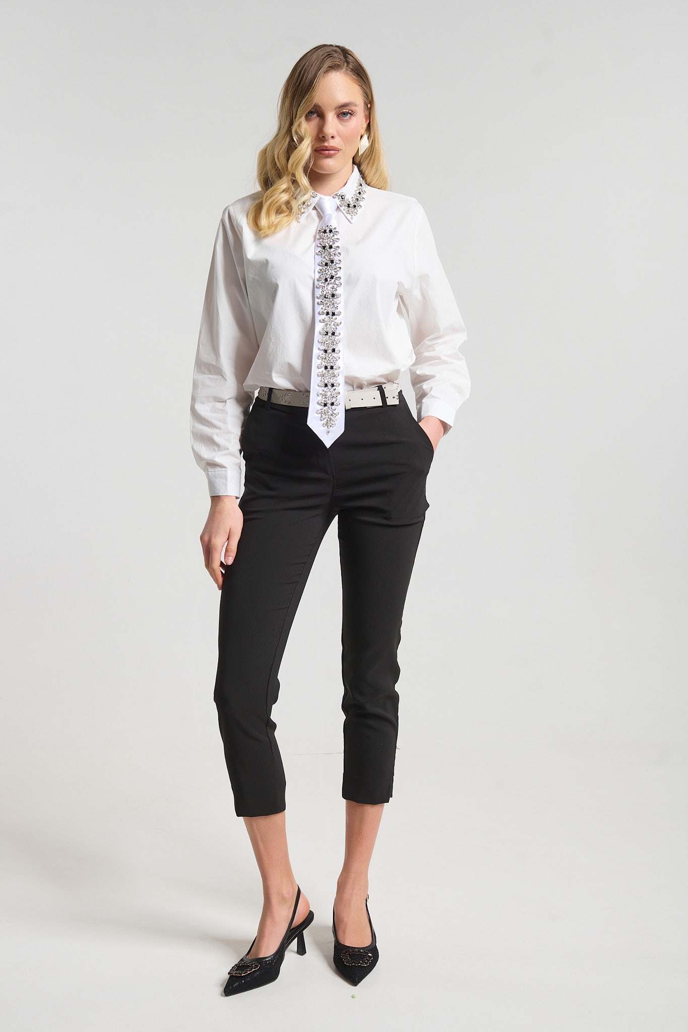 Παντελόνι Tailored Slim Fit Με Ζώνη