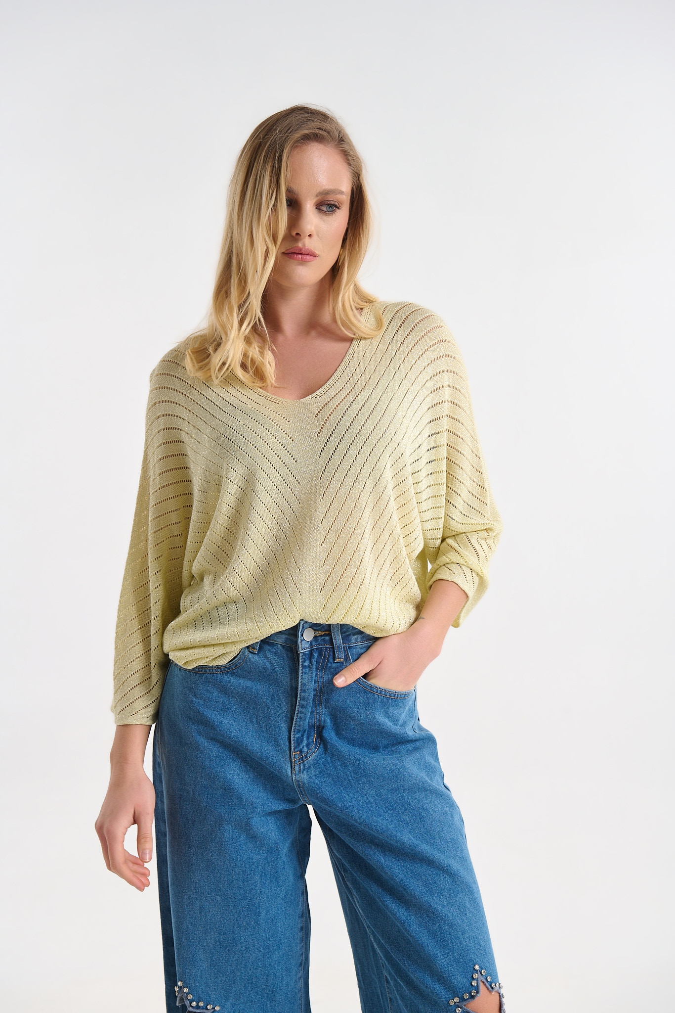 Μπλούζα Πλεκτή Με Λούρεξ Και Διακριτική Λάμψη