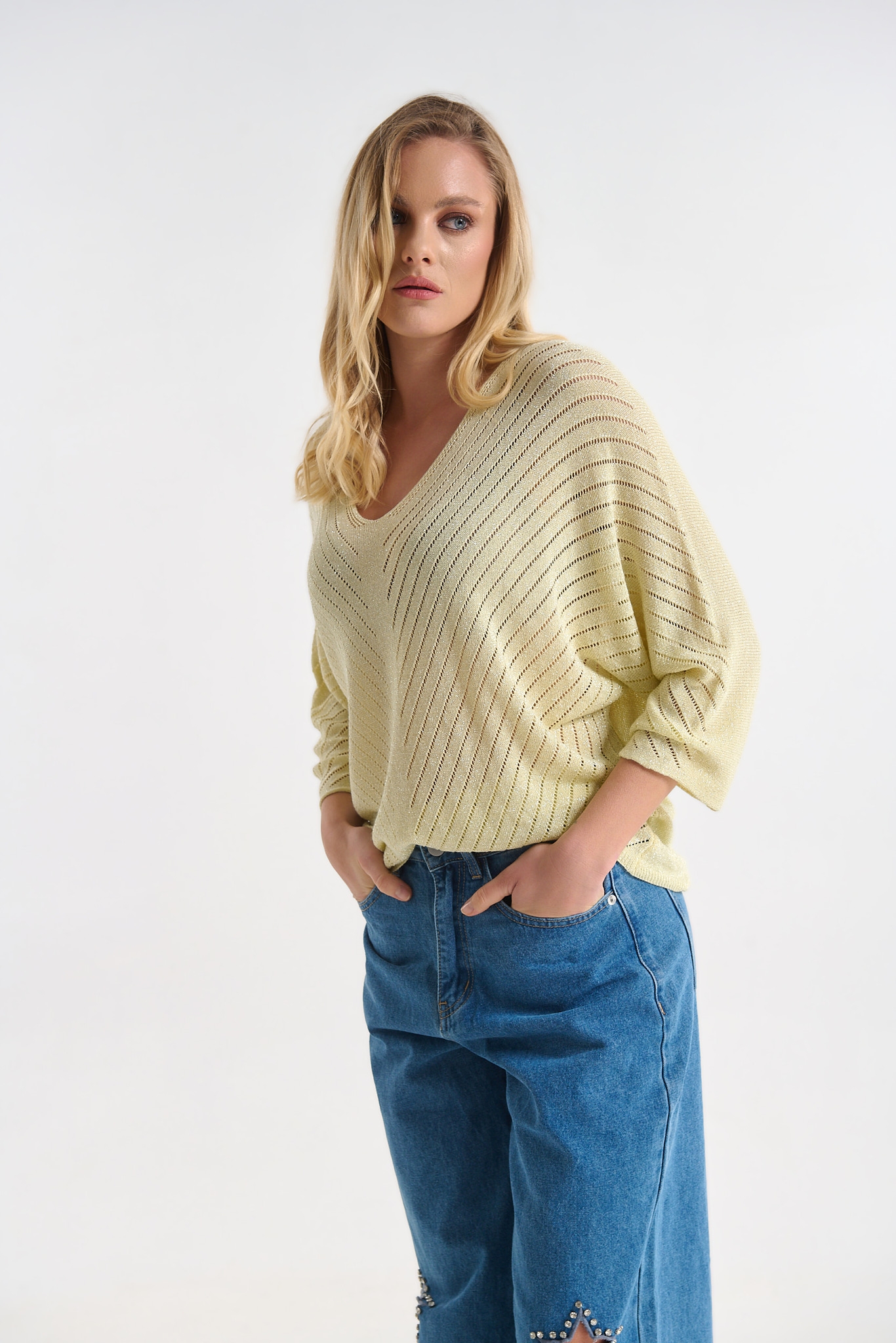 Μπλούζα Πλεκτή Με Λούρεξ Και Διακριτική Λάμψη