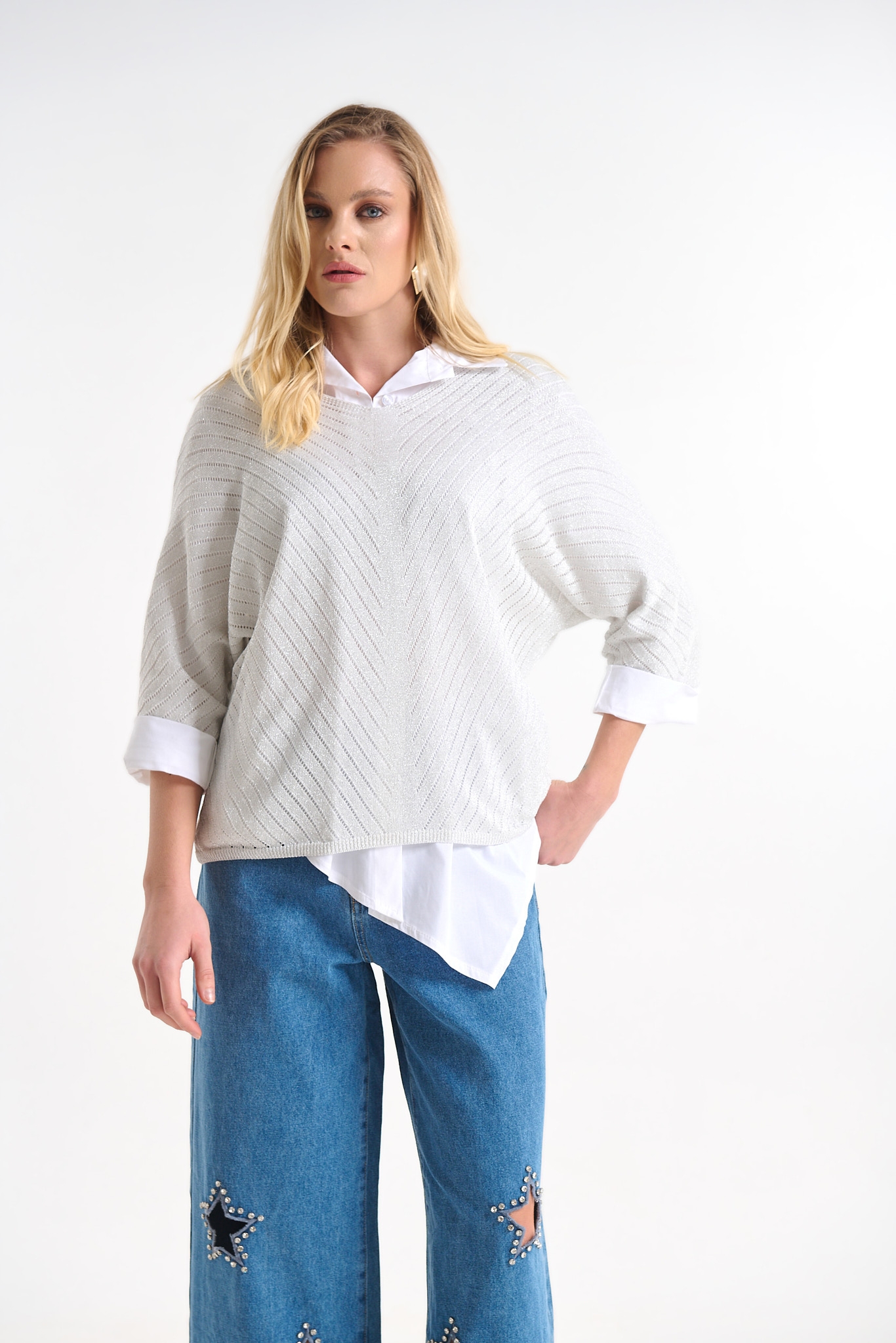 Μπλούζα Πλεκτή Με Λούρεξ Και Διακριτική Λάμψη