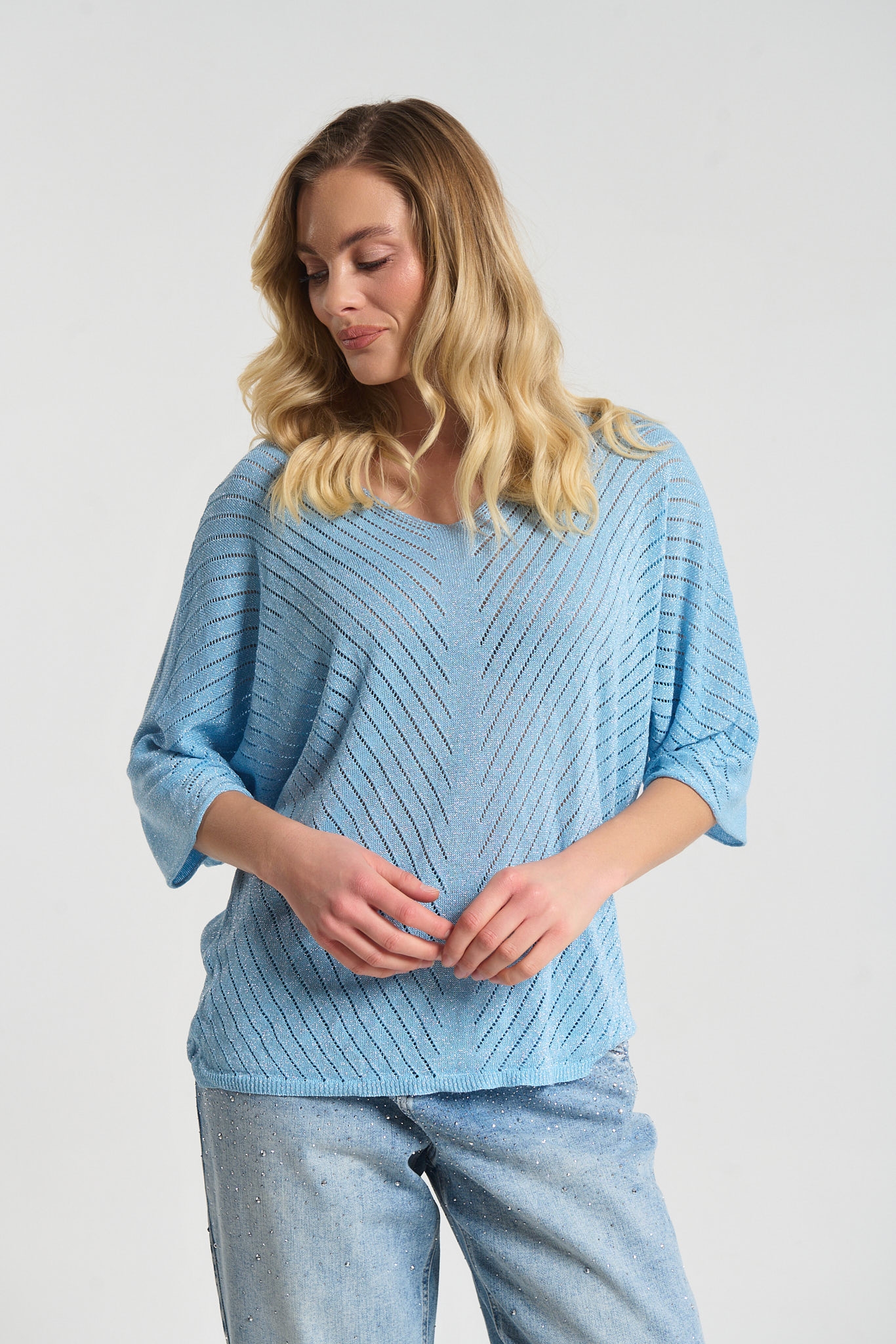 Μπλούζα Πλεκτή Με Λούρεξ Και Διακριτική Λάμψη