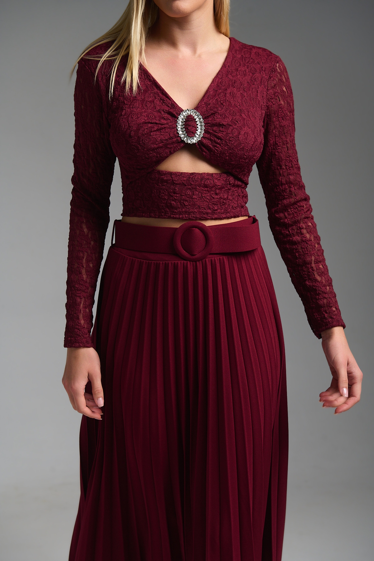 Μπλούζα Crop Δαντέλα Με Cups & Στρας Διακόσμηση