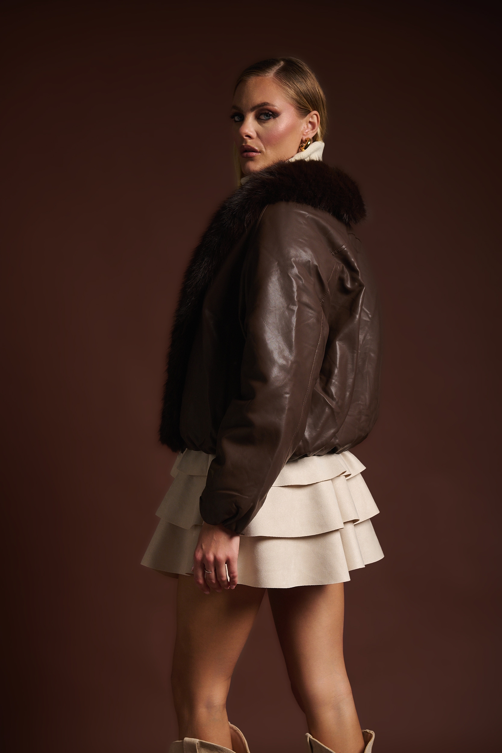 Μπουφάν Bomber Double Face Με Αποσπώμενη Γούνα