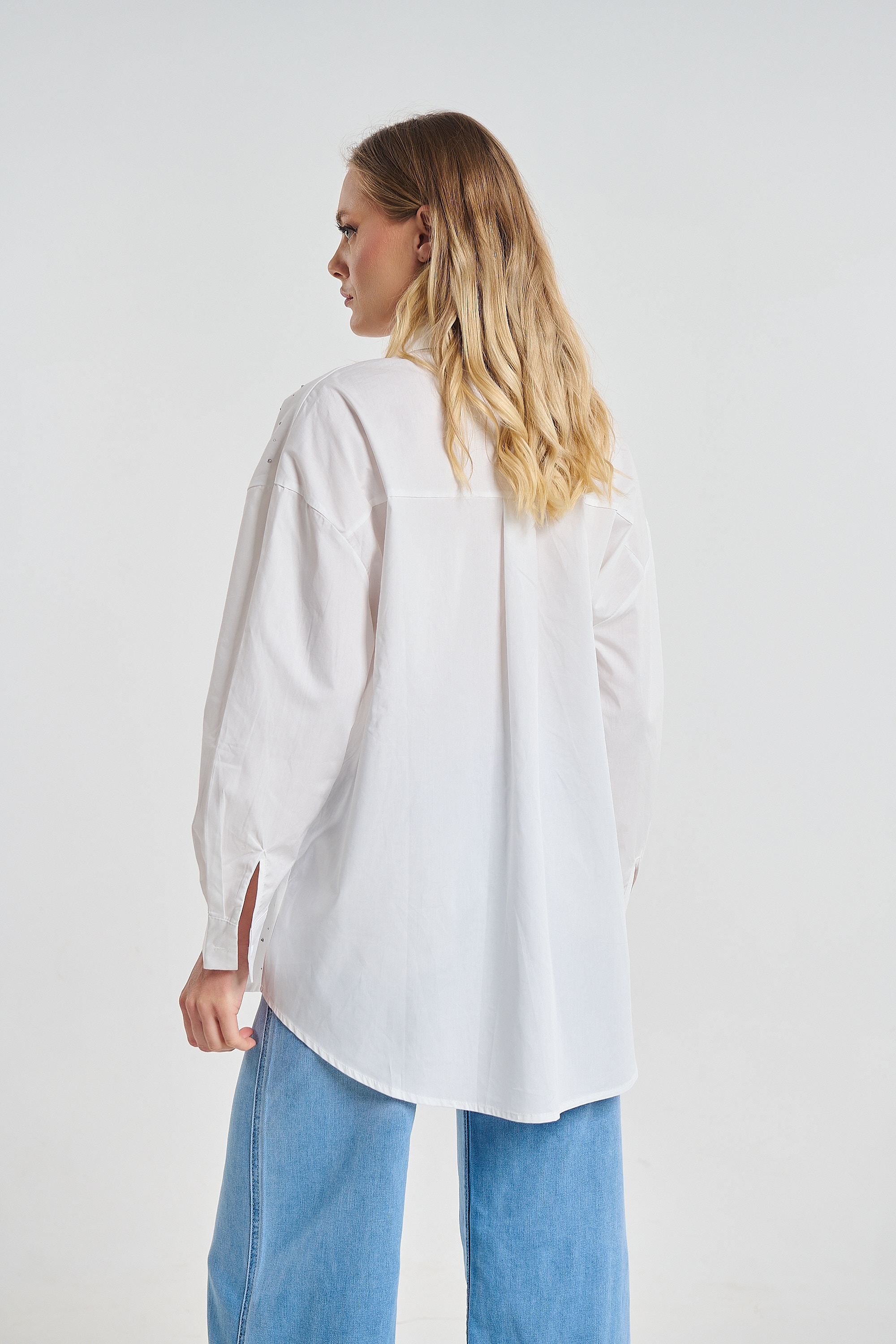 Shirt With Front Rhinestones In Degrade Design