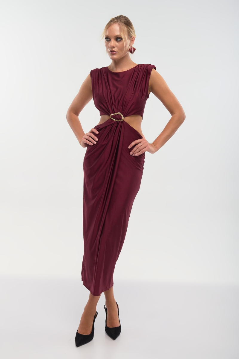 Maxi Cut-Out Dress with Metallic Detail