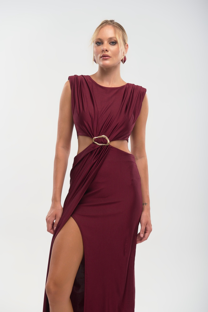 Maxi Cut-Out Dress with Metallic Detail
