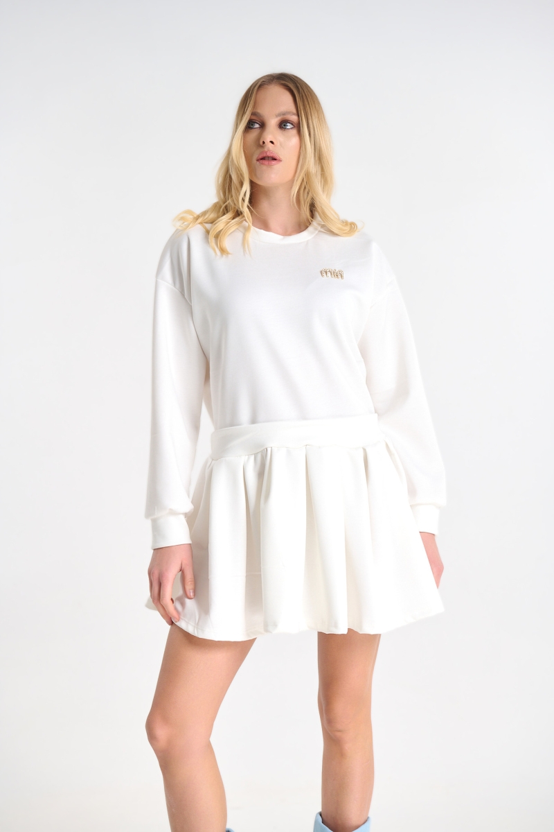 Φόρεμα Με Πλισέ Λεπτομέρεια Και Καρφίτσα