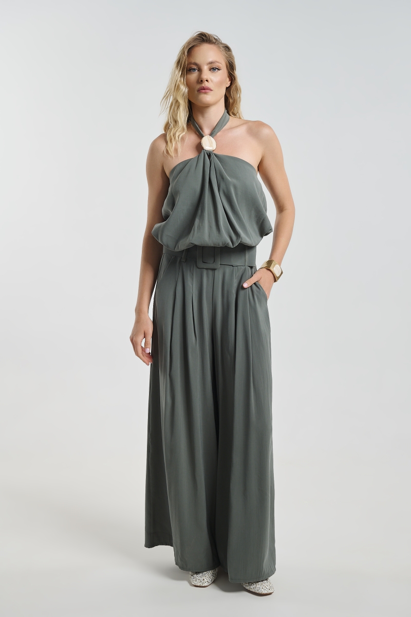 Wide Leg Co-ord Set with Belt Detail