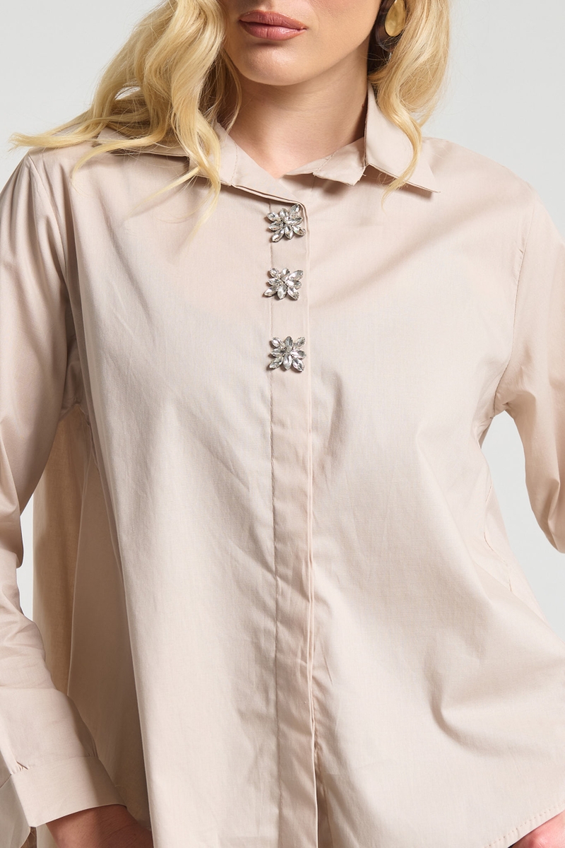 Πουκάμισο Ασύμμετρο Με Διακοσμητικά Κουμπιά 