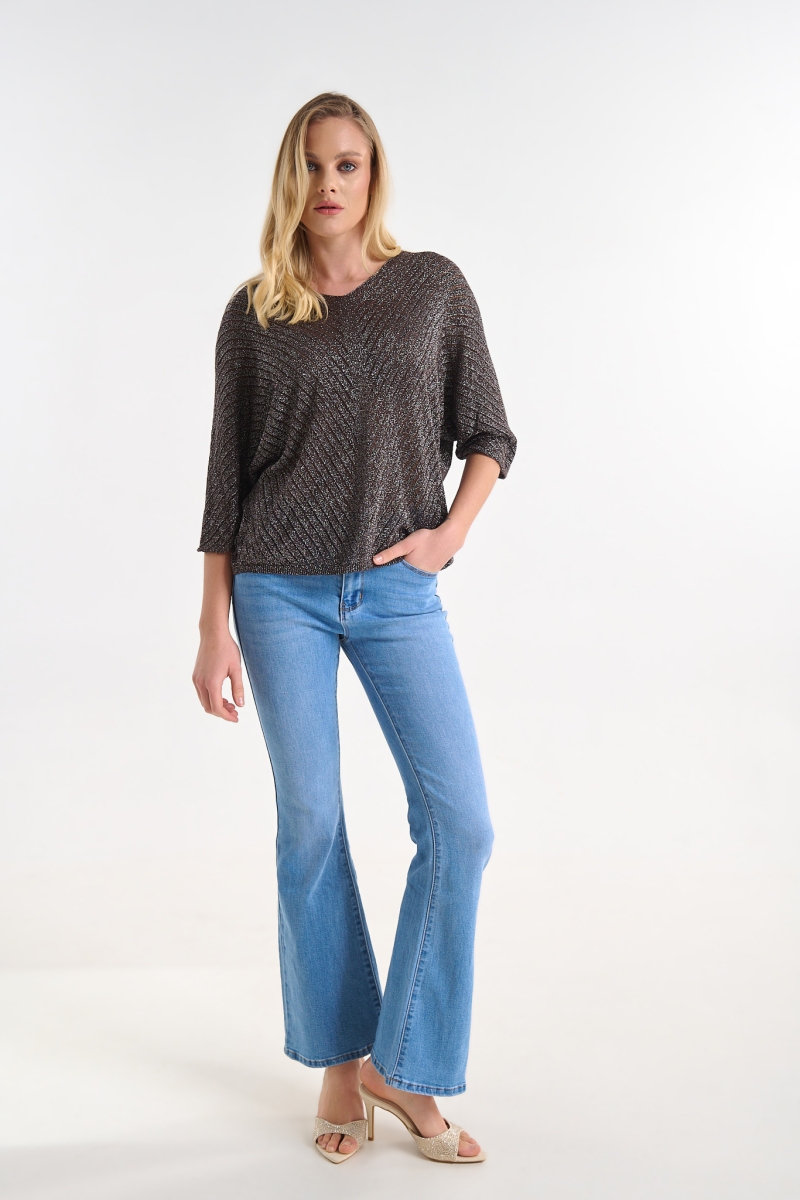 Τζιν Παντελόνι Flare Ψηλόμεσο Με Ελαστικότητα