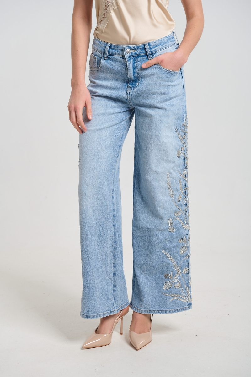 Παντελόνι Τζιν Με Πούλιες & Χάντρες