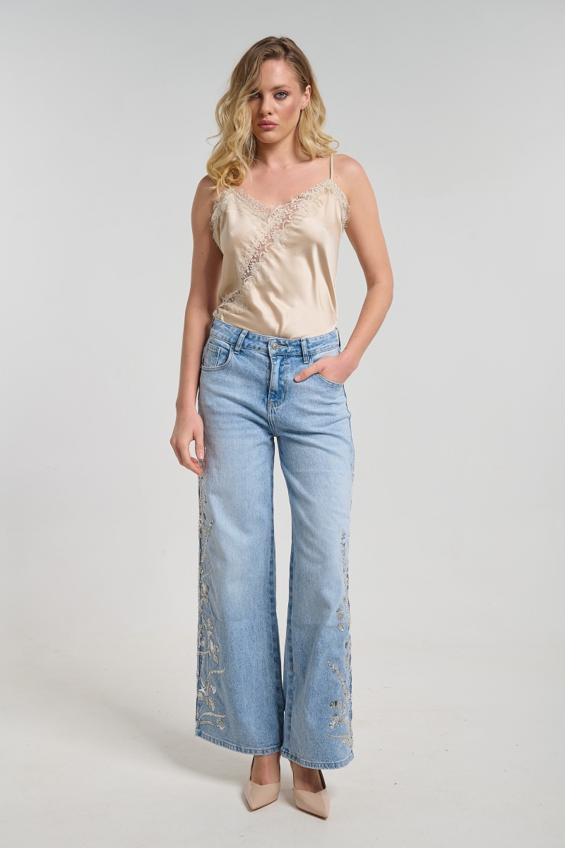 Παντελόνι Τζιν Με Πούλιες & Χάντρες