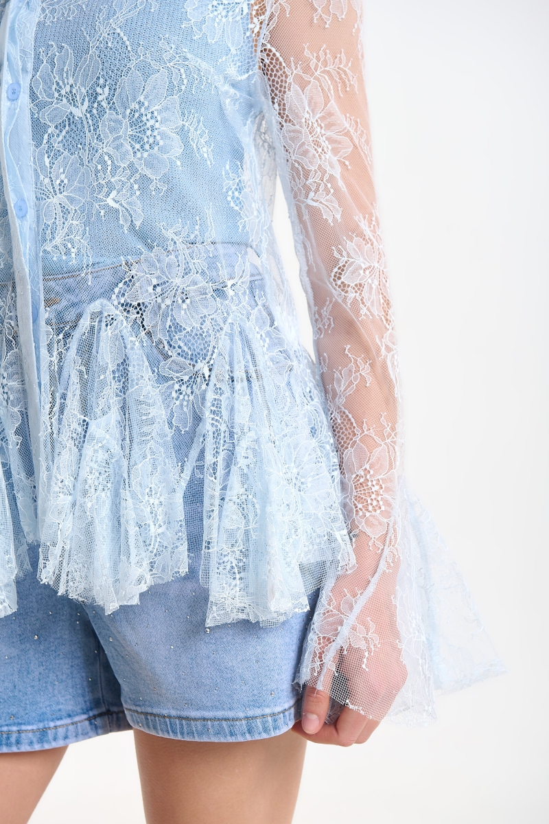 Πουκάμισο Δαντελένιο Με Γιακά