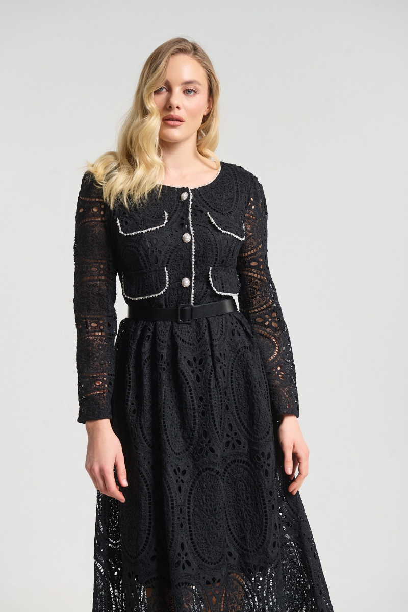 Φόρεμα Δαντέλα Με Πέρλες & Στρας