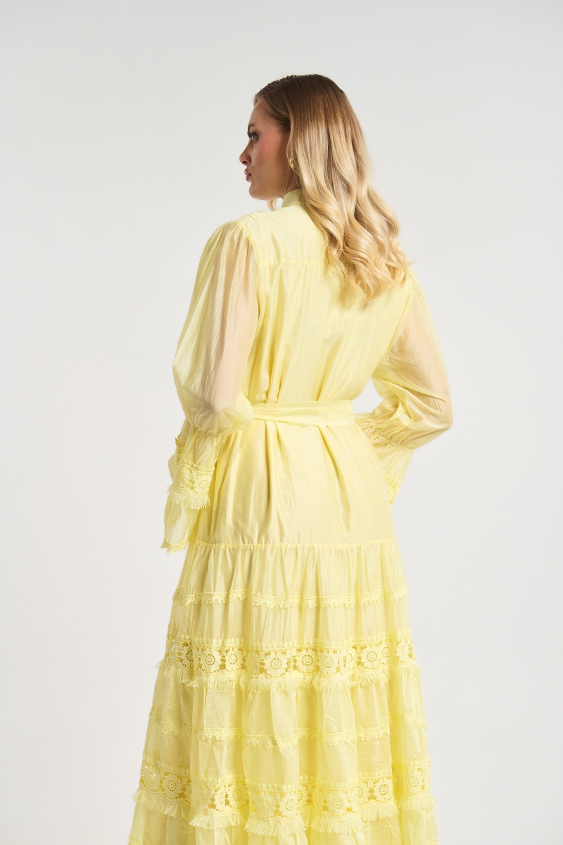 Φόρεμα Μάξι Με Δαντέλα & Ζώνη