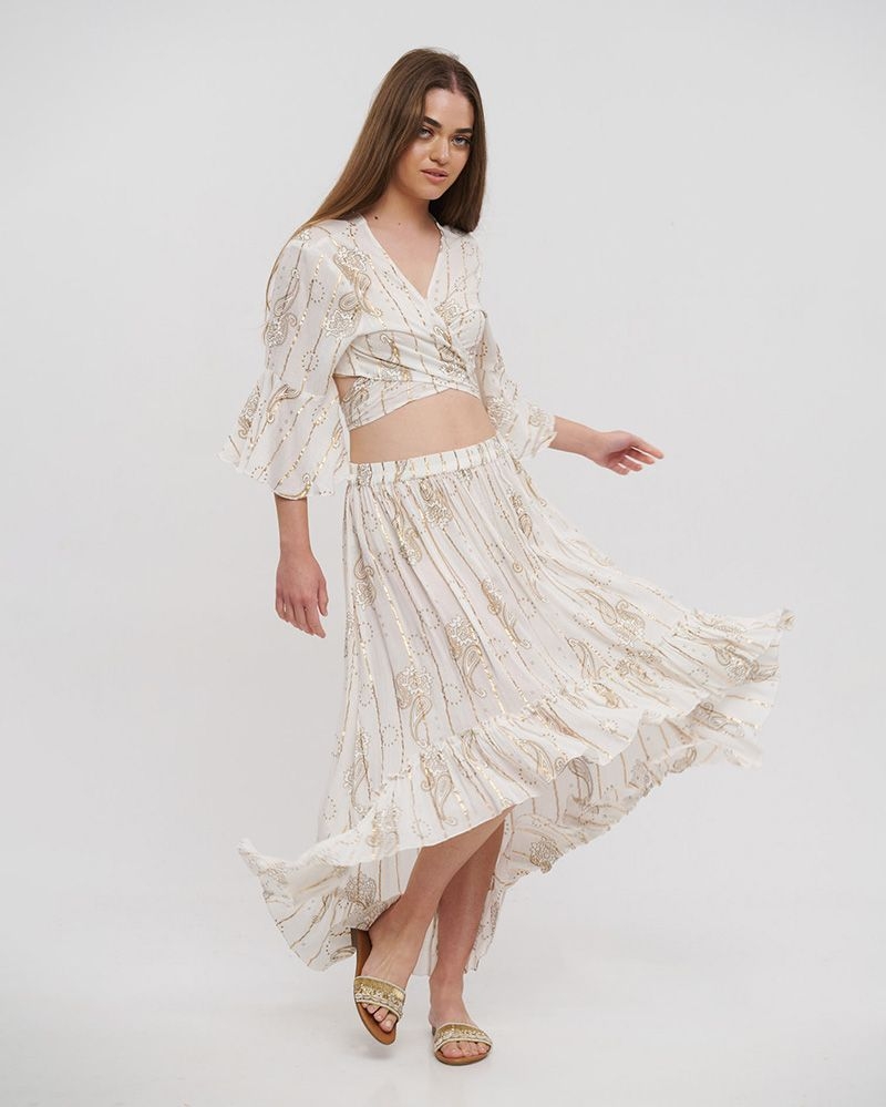 Τοπ BLE Crop Με Χρυσό Paisley Print