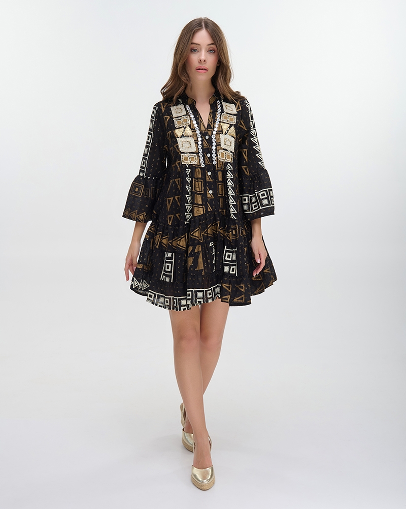 BLE Mini Boho Dress With Ethnic Print