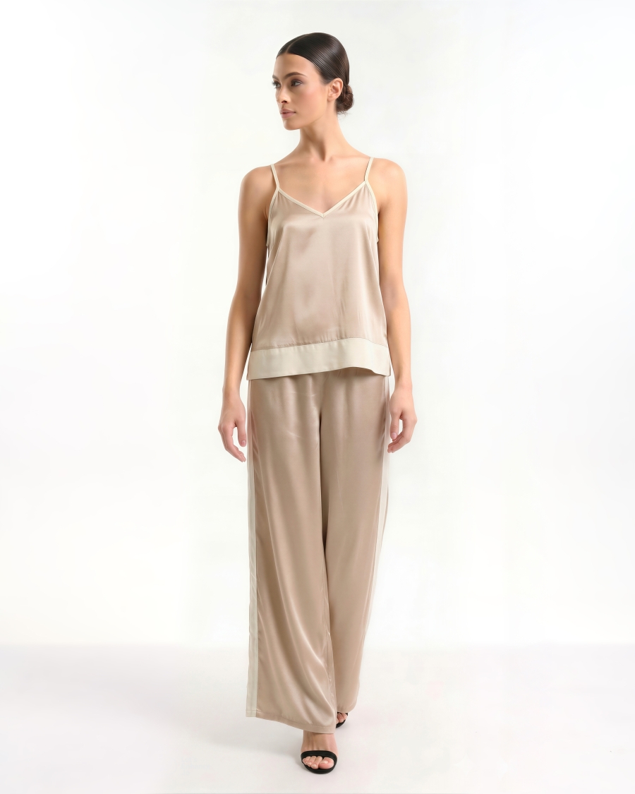 BLE Satin Co-ord Set with Cami Top & Wide Leg Pants