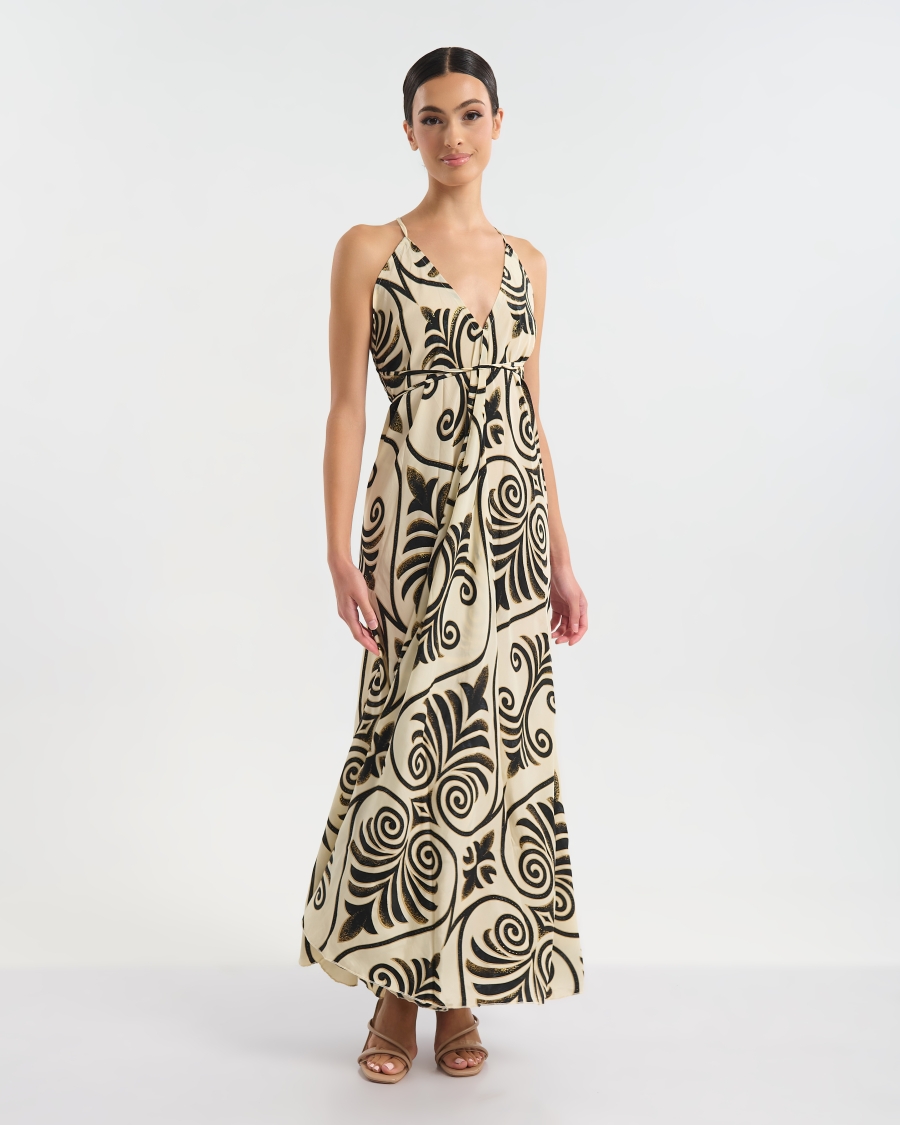 BLE Maxi Dress with Open Back & Tie Detail