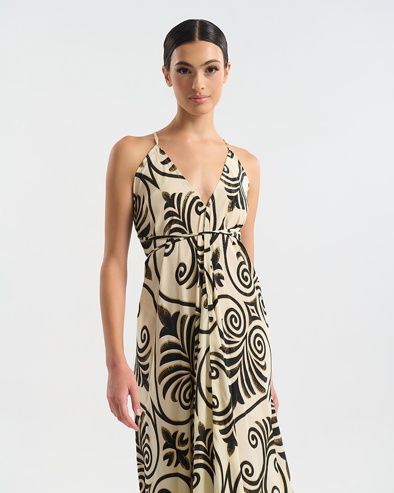 BLE Maxi Dress with Open Back & Tie Detail