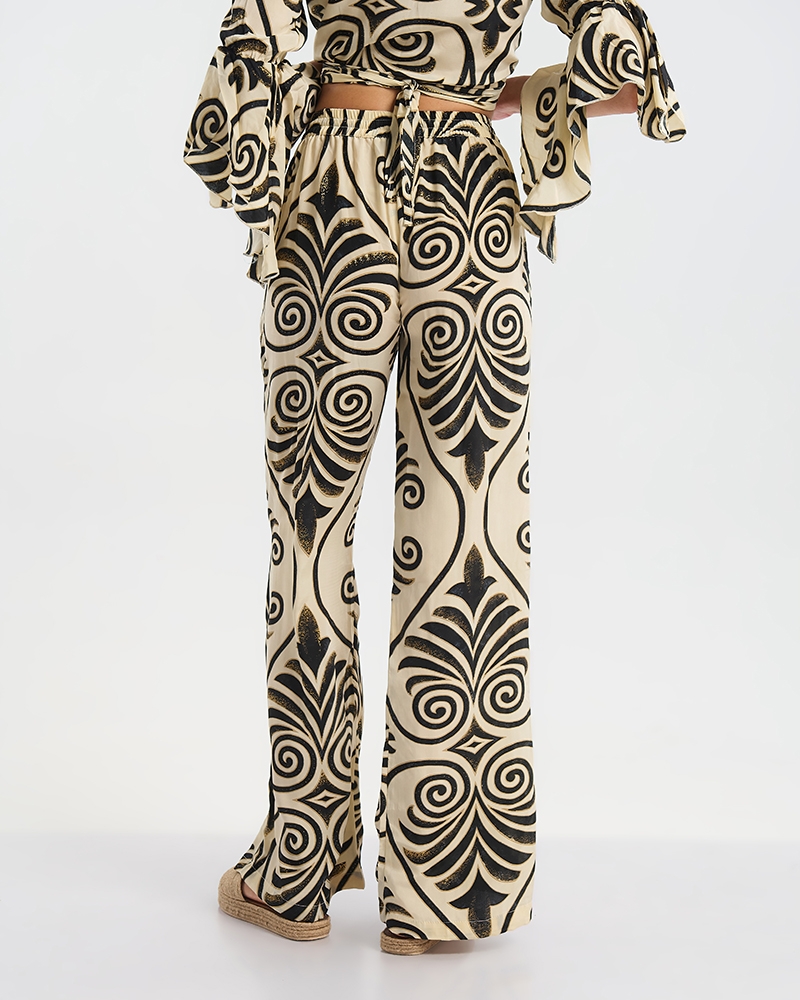 BLE Baroque Print Wide Leg Pants