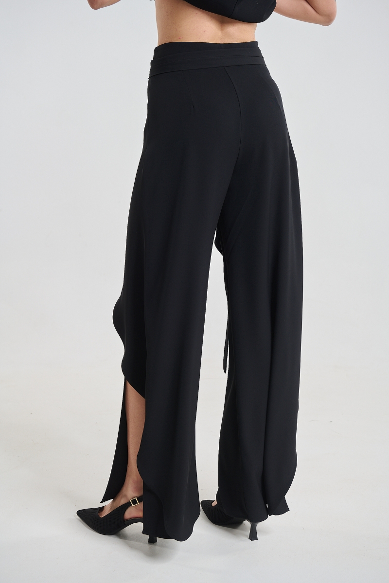 Wide Leg Pants with Ruffle Detail Kellys
