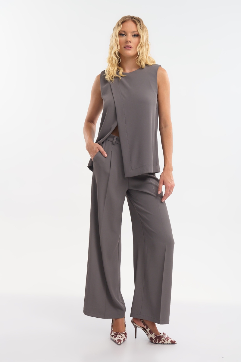 Kellys Sleeveless Blouse with Crossover Front & Hidden Back Zipper