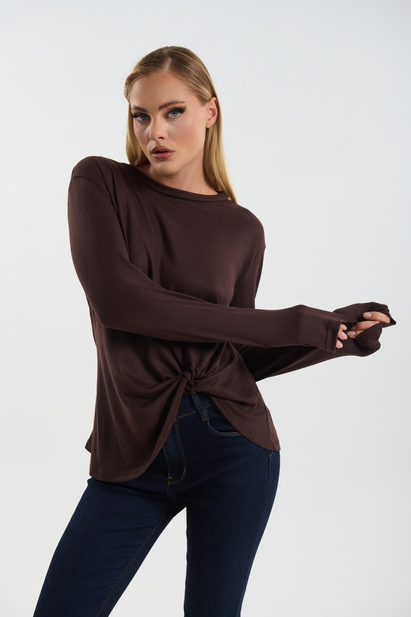 Long Sleeve Blouse with Front Knot Greek Made by Kelly’s