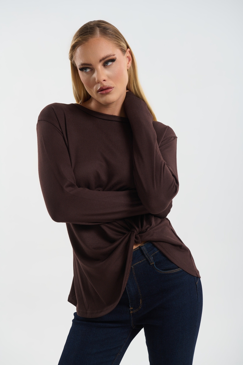 Long Sleeve Blouse with Front Knot Greek Made by Kelly’s