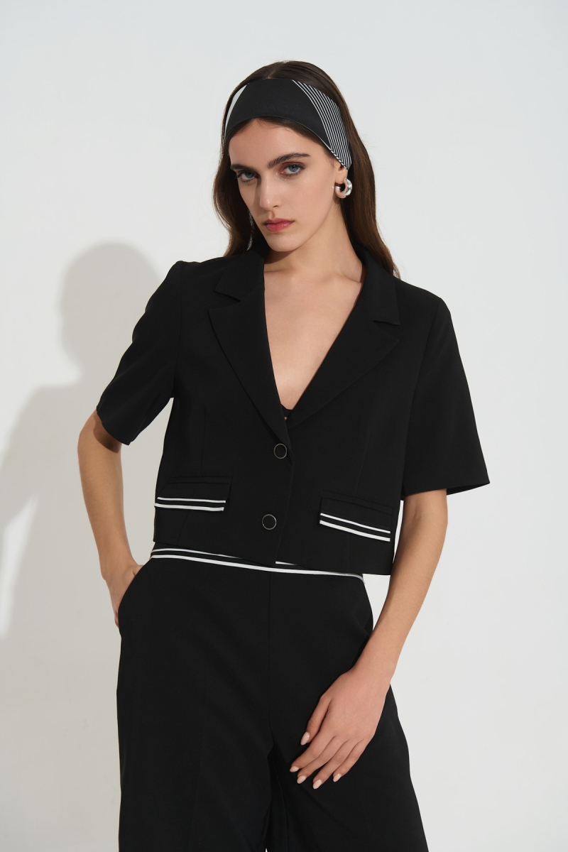 Σακάκι Cropped Κοντομάνικο Με Φουλάρι DEJAVU