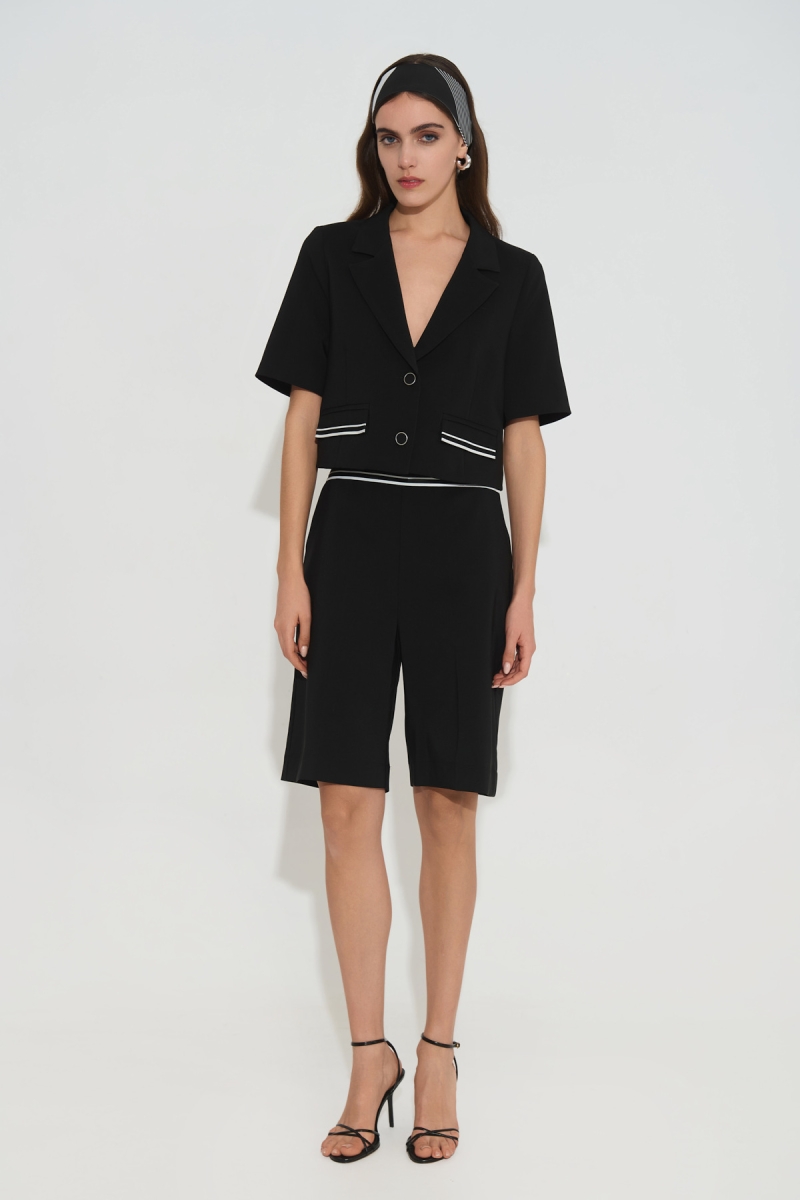 Σακάκι Cropped Κοντομάνικο Με Φουλάρι DEJAVU