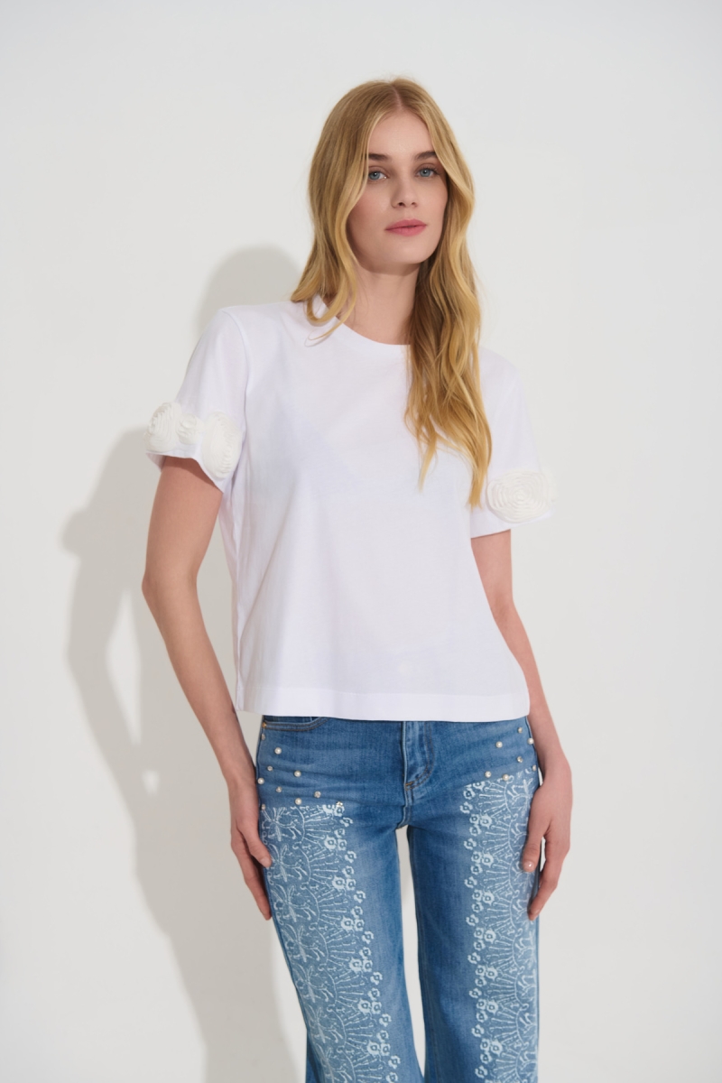 T-Shirt DEJAVU Με Τριαντάφυλλα Στους Ώμους