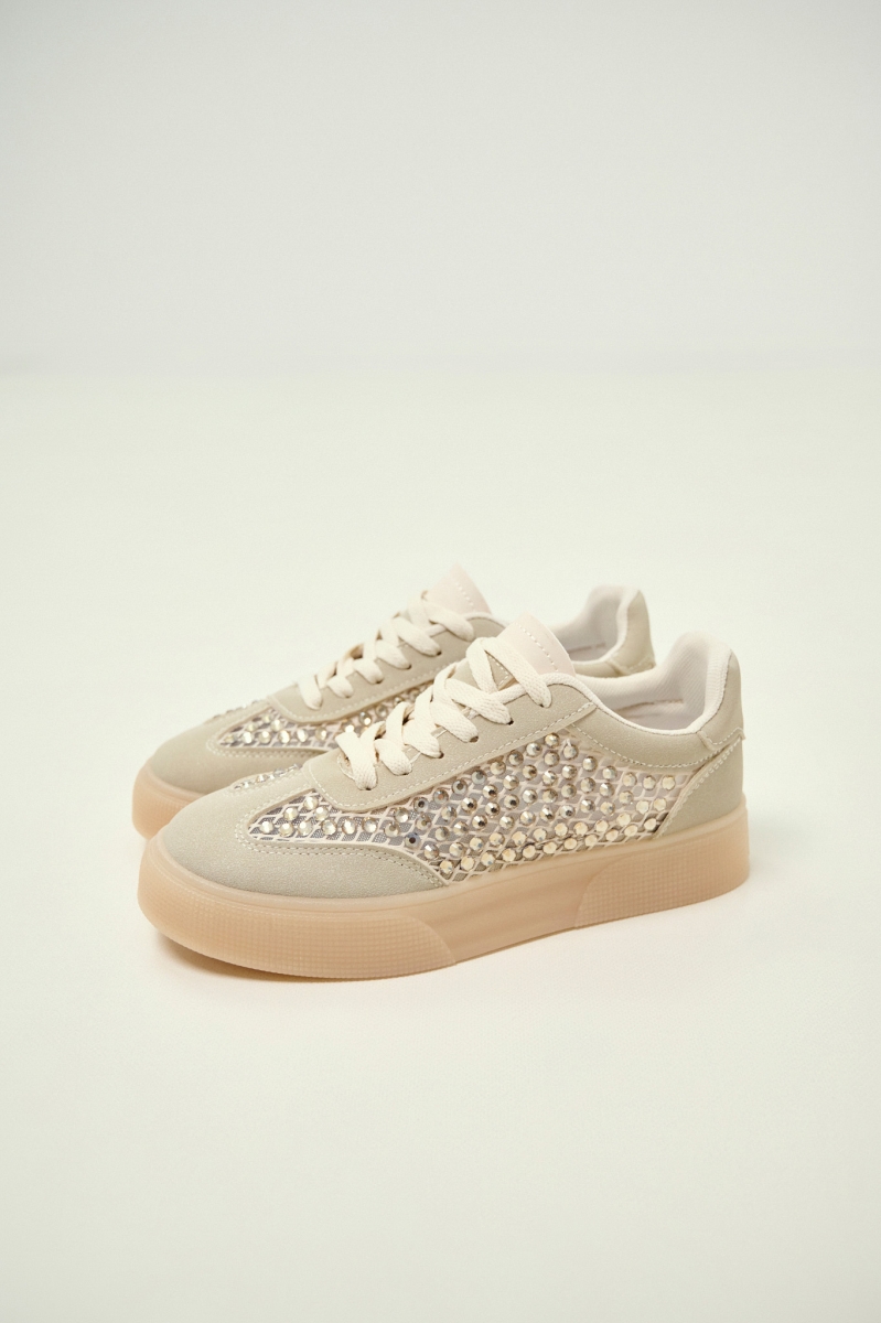 Sneakers with Strass & Mesh