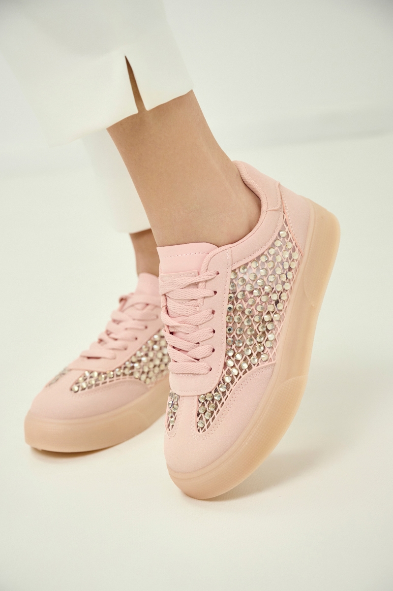 Sneakers with Strass & Mesh