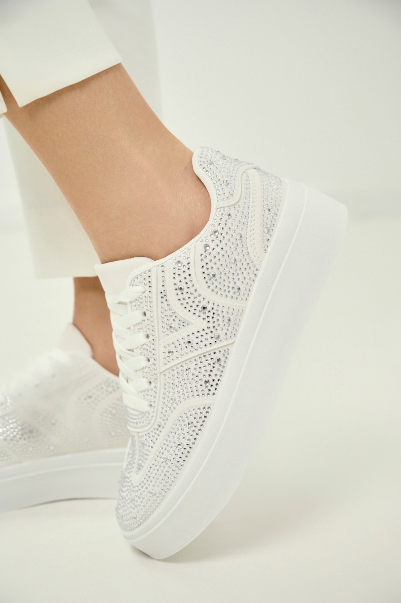Platform Sneakers with Strass Logo